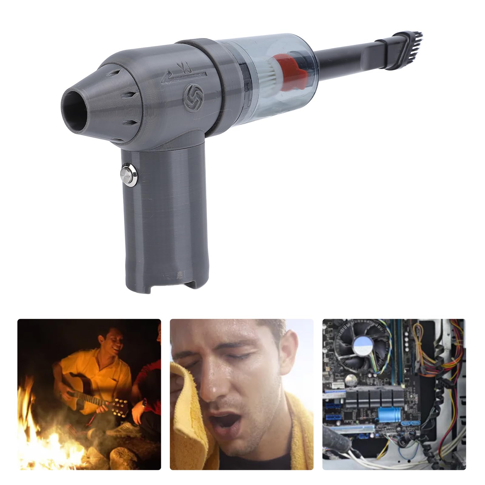 Dmuchawa 180000 obr./min bezstopniowa regulacja wysoka prędkość mocny turbofan przenośna ręczna mini dmuchawa strumieniowa do samochodu Camping na zewnątrz (Grigio)