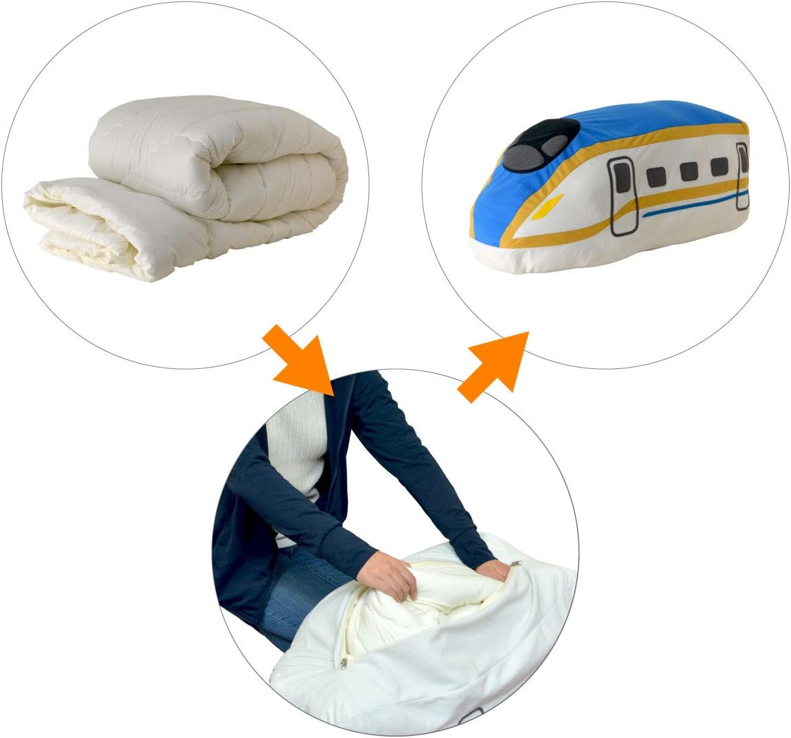 登場 新幹線ふとんdeクッション 布団収納カバー E7系かがやき 北陸新幹線 Sungaipenuhkota Go Id