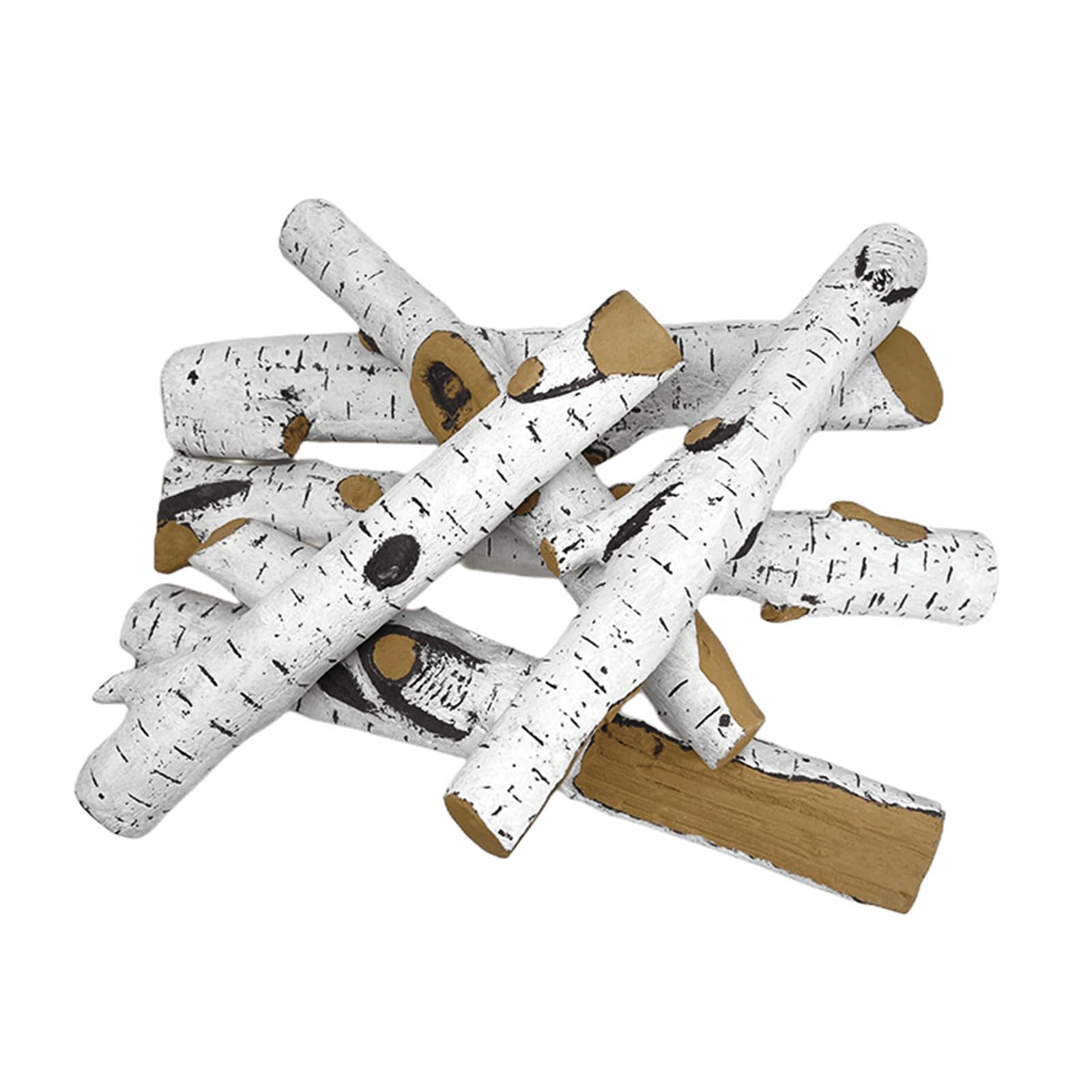 Photo 1 of ****2pcs ONLY****6-Pcs 22" Gas Fireplace Logs Set Ceramic White Birch, Gas Fireplace Fake Wood Logs