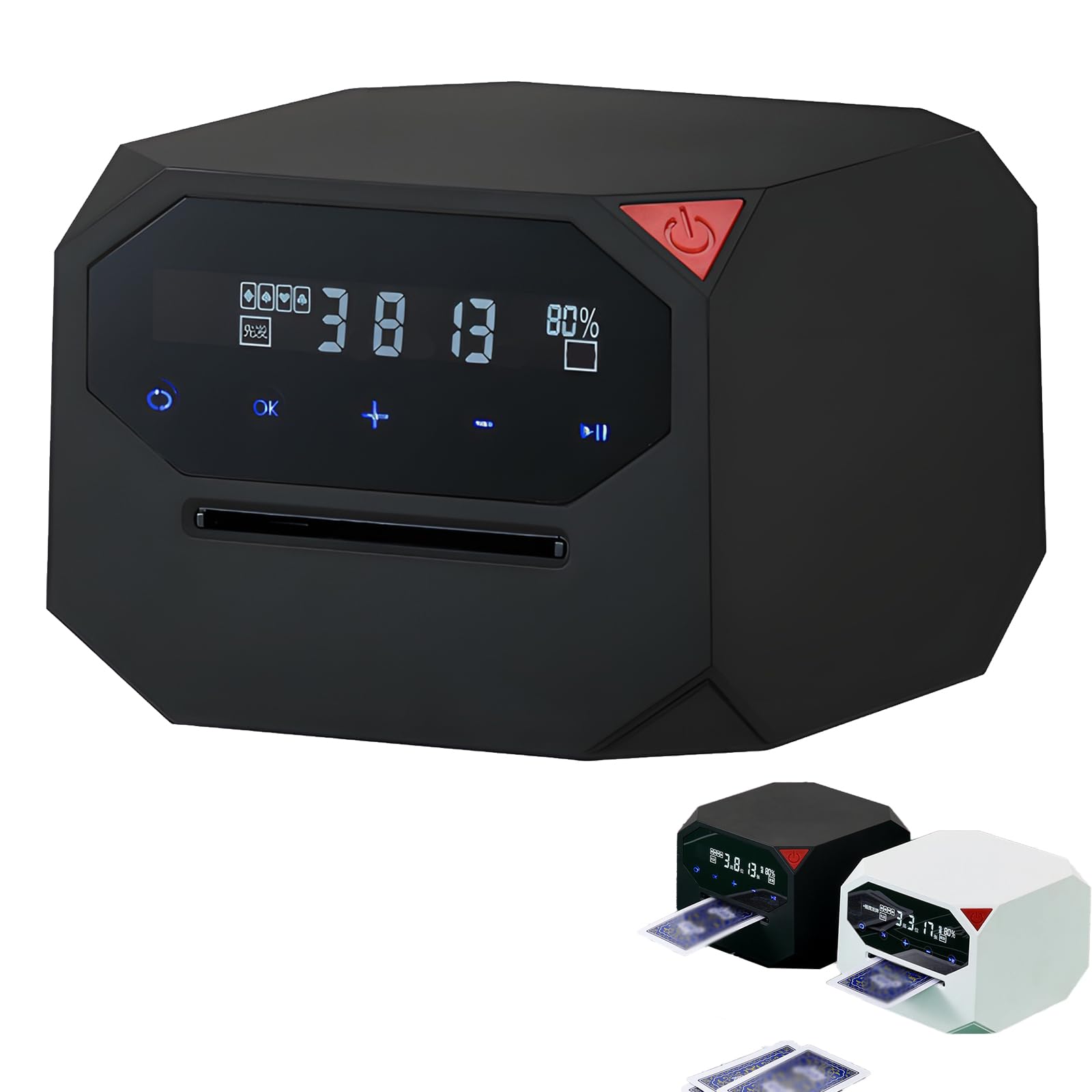 Mélangeur automatique de cartes - Distributeur portable rotatif à 360° pour 2 à 12 joueurs - Rechargeable 2500 mAh - Idéal pour UNO, Poker, Texas Hold'em