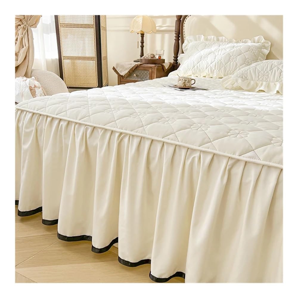 Gonna letto trapuntata con volant, copriletto in piuma d'oca, copripiumino singolo/matrimoniale/king size, biancheria da letto (senza federe) (Mibai, matrimoniale 150x200cm 1 pz)