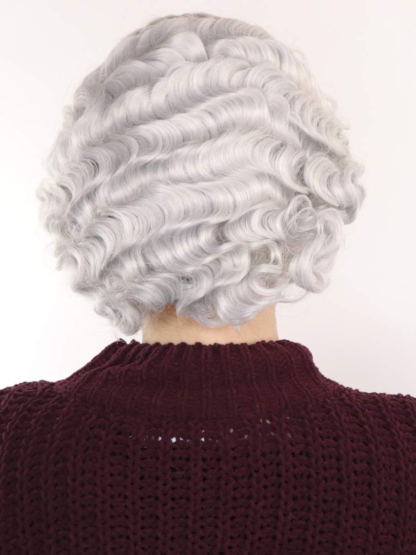Prettyland C805 - Short Hair Wig Chin Long with Water Retro Wave Silver Grey with Hair Clips Side Vertex - Image 4