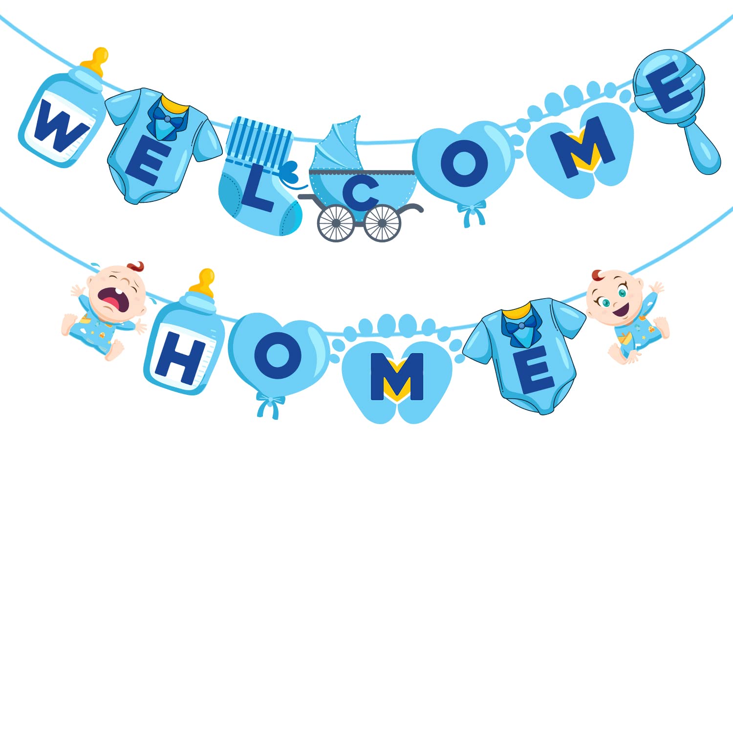 ZYOZIQUE Baby Boy Welcome Home Decoration Kit Banner For Baby Shower/Welcome Party/Birthday Party Supplies, Blue