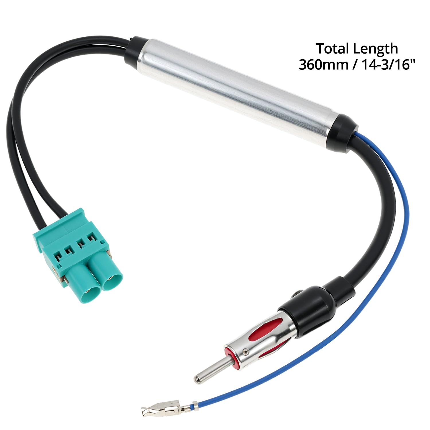 QWORK Wzmacniacz sygnału samochodowego, podwójny adapter Fakra na złącze DIN, adapter anteny samochodowej, kompatybilny z VW Touareg i Porsche Cayenne