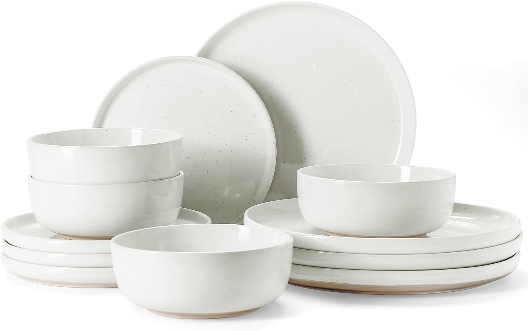 Milkyway Plates and Bowls Set, 12 Pieces Dinnerware Sets, Dishes Set for 4, White