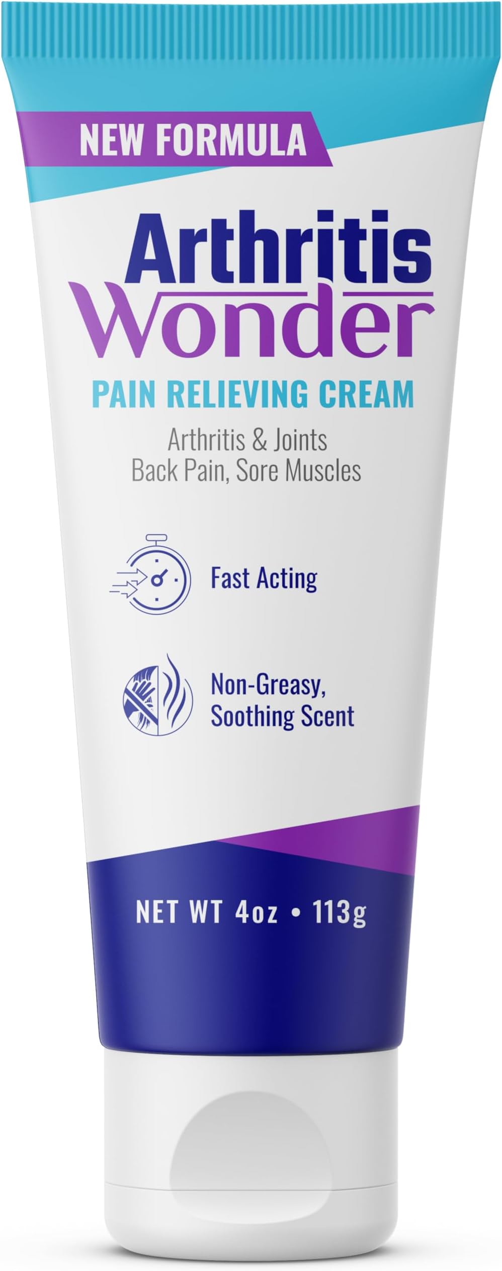 Pain Relief Cream, 4 oz – Arthritis Pain Relief Cream for Hand, Knee, Foot and Wrist Joints – Fast-Acting, Deep Penetrating, Non-Greasy Formula with Natural Wogonin