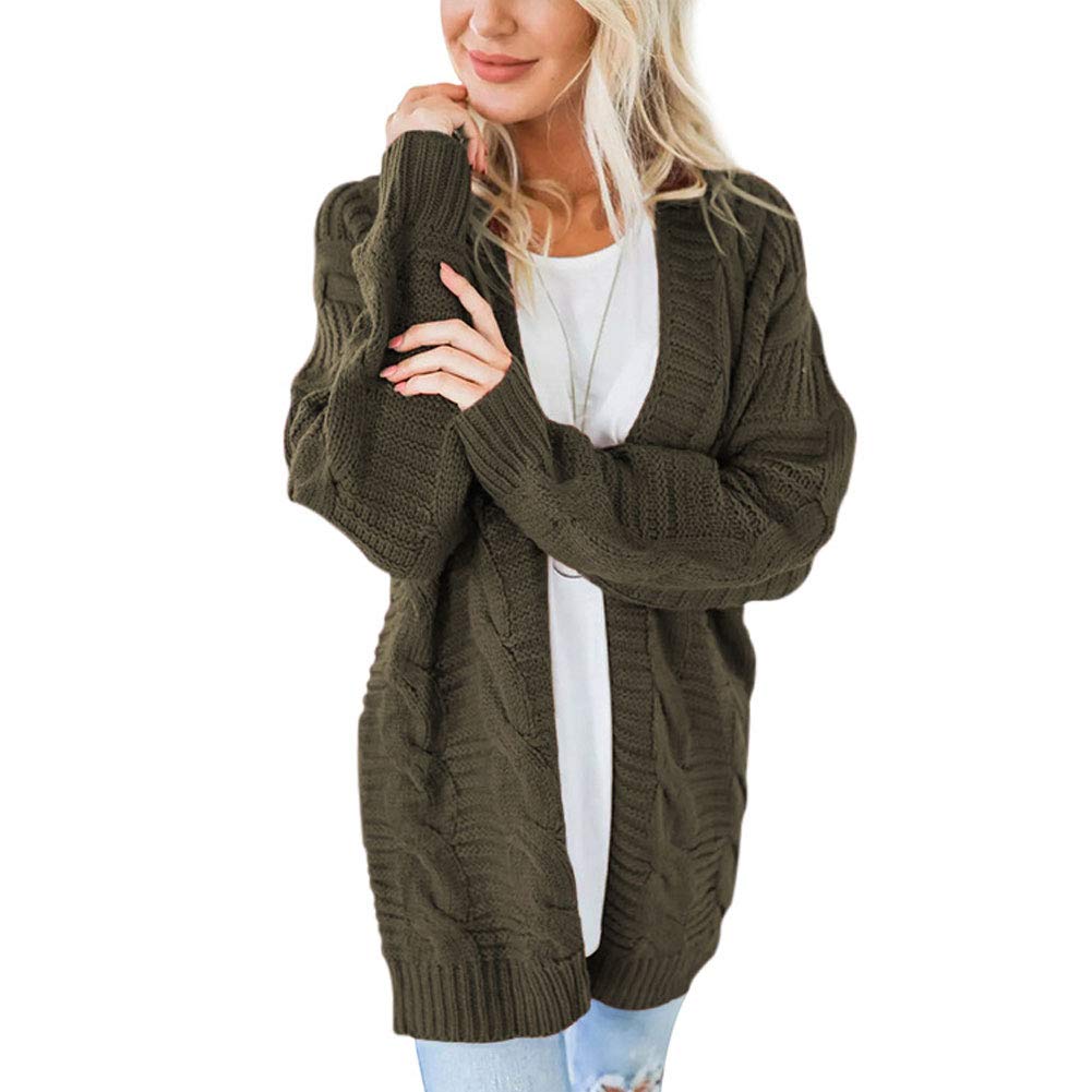 Mujeres Casual Cardigan Manga Larga Chaqueta de Punto Mujer Frente Abierto Rebecas Abrigo Tops Otoño S-XXXL