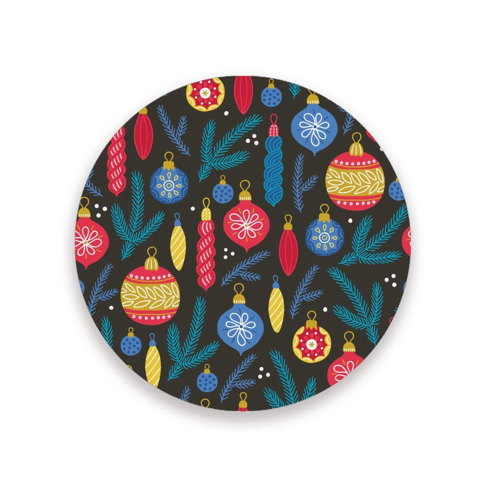 Dessous de verre absorbants en céramique foncée avec motif sapin de Noël et liège