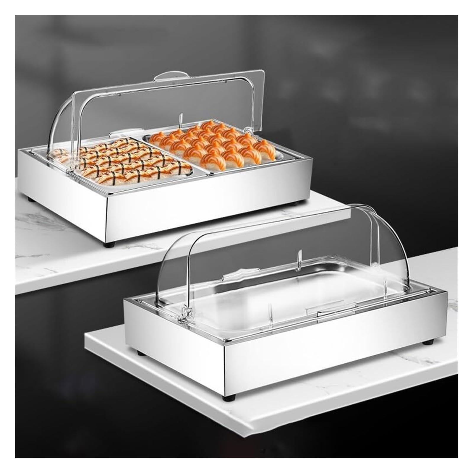 Étagère à épices en acier inoxydable avec couvercle transparent
