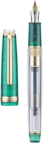 Miniatura 5 de Jinhao 82 plumas estilográficas transparentes de color cielo estrellado acrílico, punta media, con convertidor