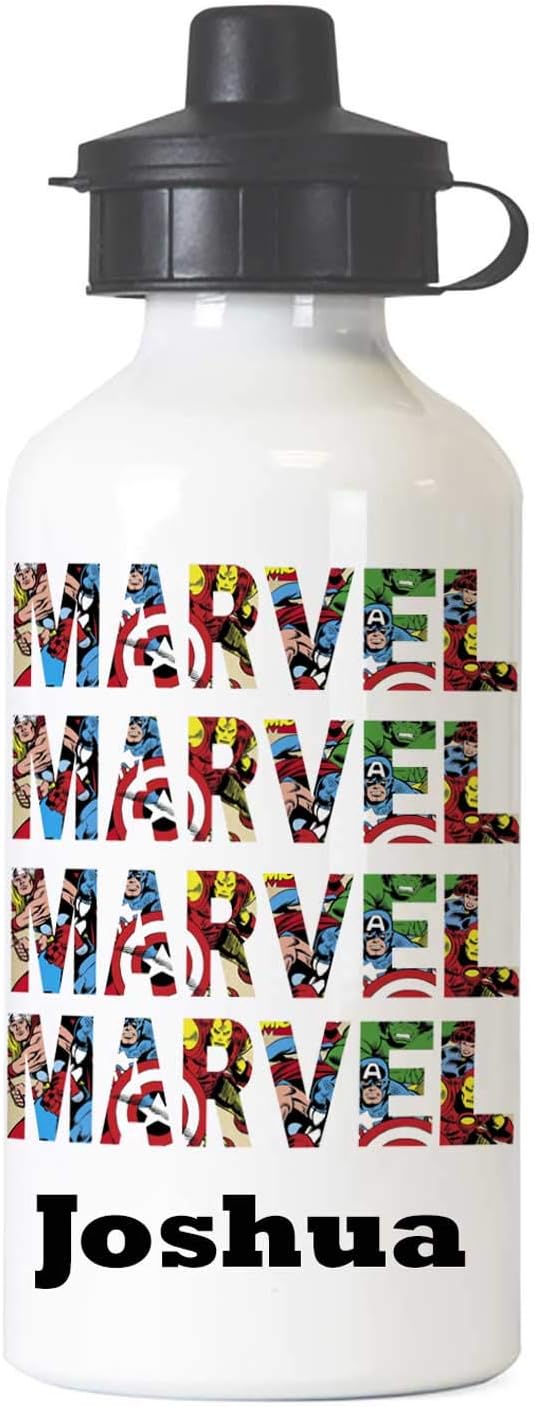 tigerlilyprints Personalised marvel superhero Bottle-Boys Water Bottle-Back to School-Lunch Bag bottle-Metal Bottle