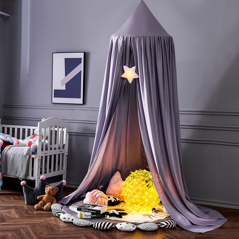 Surwin Ciel De Lit Pour Bébé - Moustiquaire Baldaquin Princesse Violet - Décoration Chambre Enfant