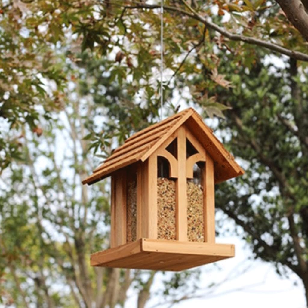 Karmnik dla ptaków Wild Bird Feeder Hangende Vogels Kantine Blokhuis Vorm Vogelvoer Zaadkoffer met Staaldraad voor Balkon Gazon Tuin