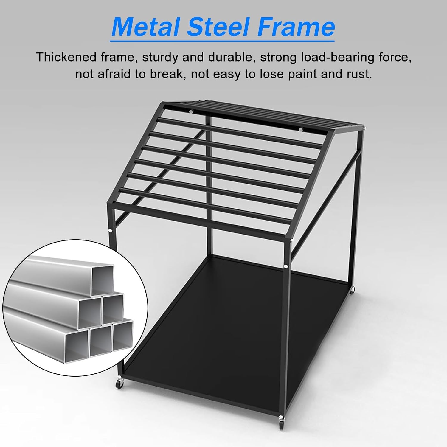 Portable Yoga Mat Storage Cart on Wheels, Steel Display Rack for Kindergarten, Clubs & Retail, Holds 11/13/15 Mats, Ideal for Commercial Gyms, Black, Space-Saving Fitness Accessory image 5