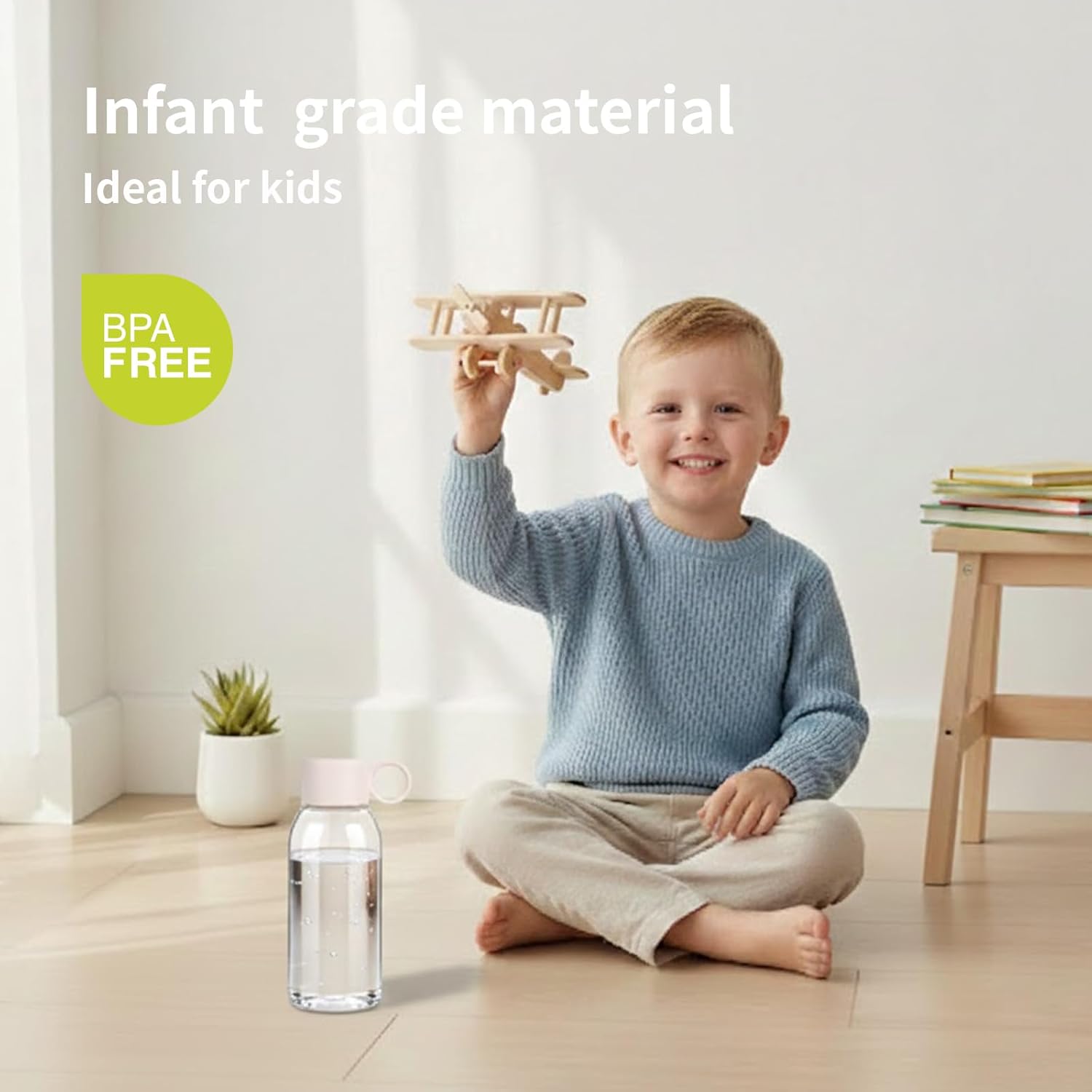 emoi 15oz Kids Water Bottle, Clear Reusable Leak Proof BPA-Free Water Bottles for Boys Girls Men Women Ideal Size for School Travel Hiking Gym Office Ideal for Daily Hydration/White - Image 4