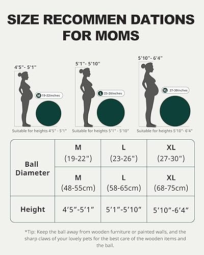 Miniatura 8 de Trideer Bola de parto para embarazo, bola de yoga extra gruesa de 0.069 pulgadas para maternidad, parto, ejercicio, fisioterapia, recuperación, guía