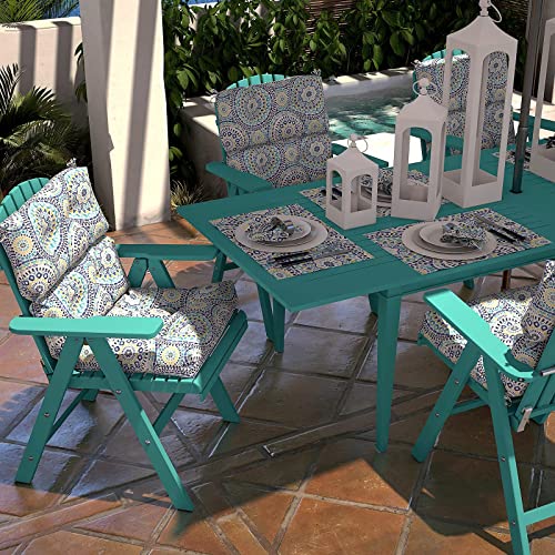 Lvtxiii Outdoor Seat/Back Chair Cushion Patio Tufted High Back Cushion, Seasonal Replacement Rocking Chair Cushion With Ties (22” W X 20D”, Set Of 2, Delancey Lagoon) #TOP5