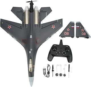 Dilwe RC Airplane, QF009 SU 35 2.4Ghz 4 Channels RC Airplane Simulation Remote Control Glider Anti Collision Fixed Wing Plane RC Planes for Kids Over 14 Years Old, RC Airplane for Adult Beginners