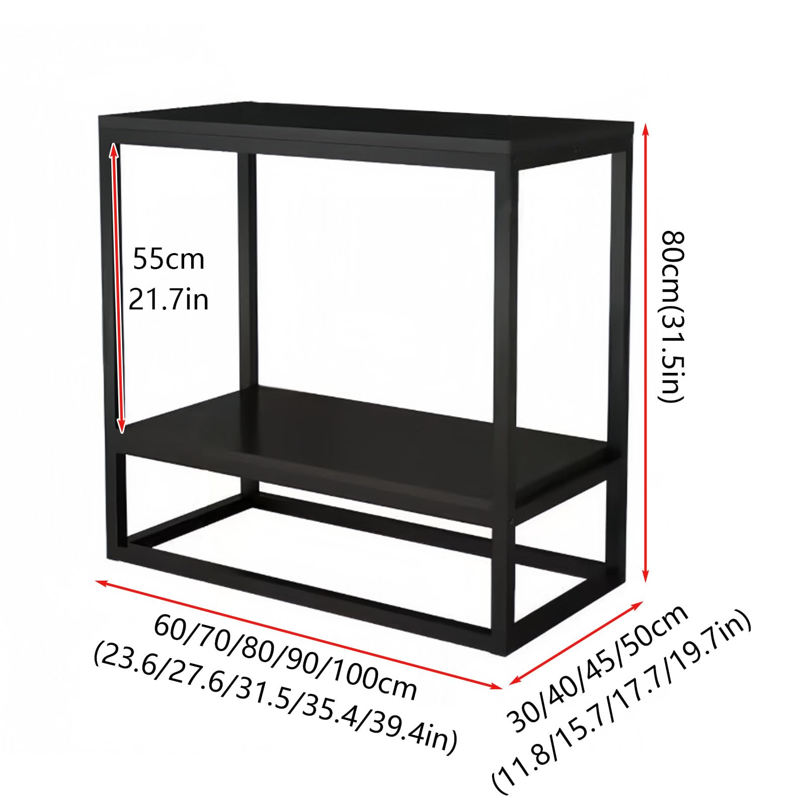 Support d'aquarium en métal pour aquarium, rangement double couche avec cadre en acier épais, design multicouche, idéal pour les salons et les bureaux, 80 cm de haut