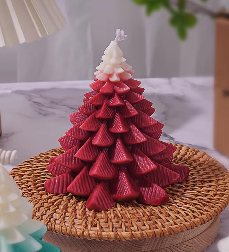 Christmas Tree Shaped Candles (Red)