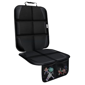 Meolsaek Car Seat Protector for Child Car Seat, Durable 600D Fabric Waterproof Car Seat Cover with Thick Pad Non-Slip Backing,No Imprints Thicker Black-1pc