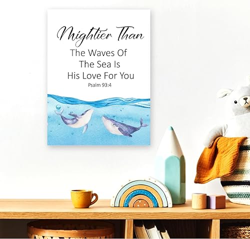 Miniatura 5 de Gwisml Migthier Than The Waves Salmo 934, versículo bíblico, arte de pared para niños, escritura religiosa inspiradora, póster impreso, póster para