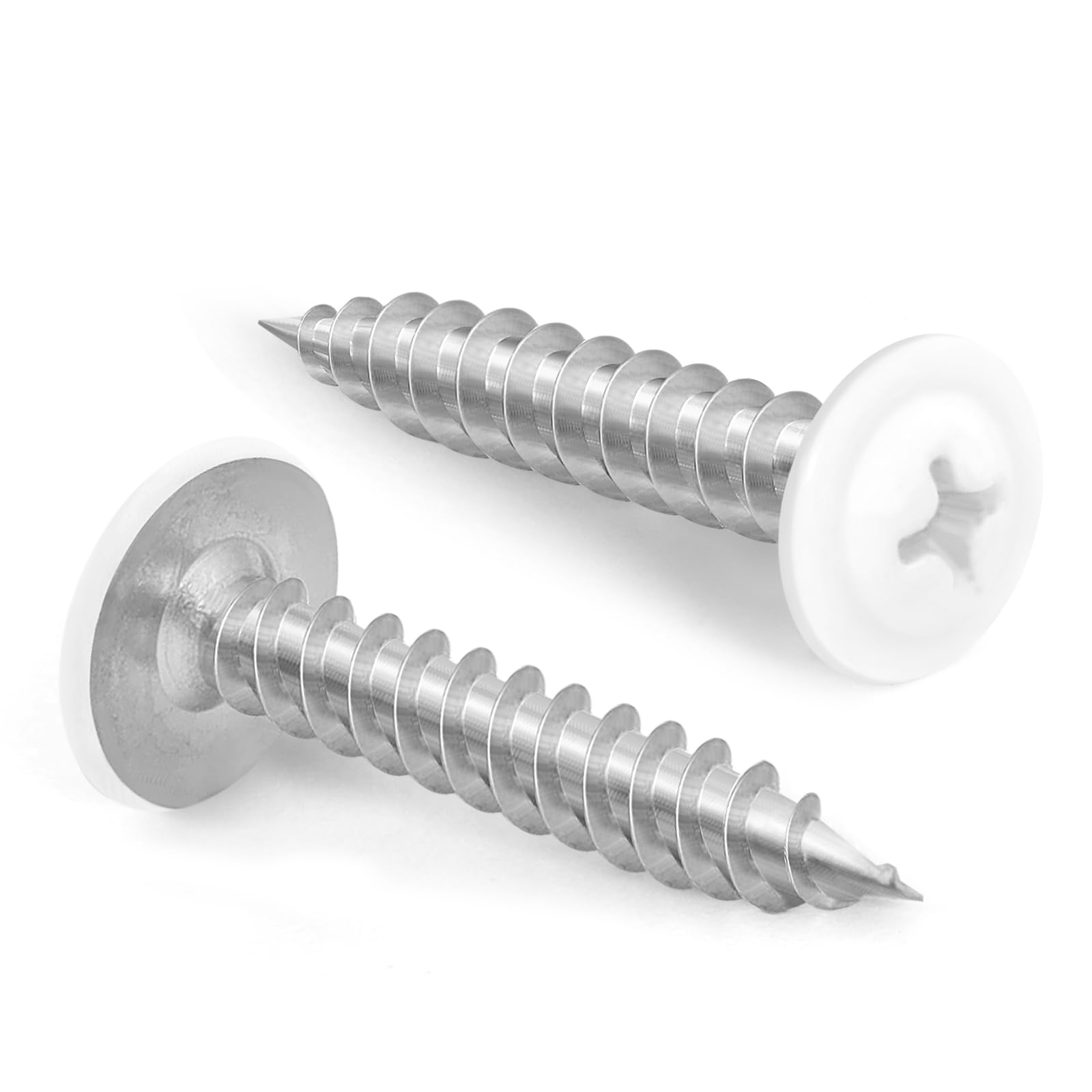 MewuDecor #8 x 1-1/4" Truss Head Fast Self Tapping Screws, Alloy Steel Wood Screws, White Head, 100 PCS