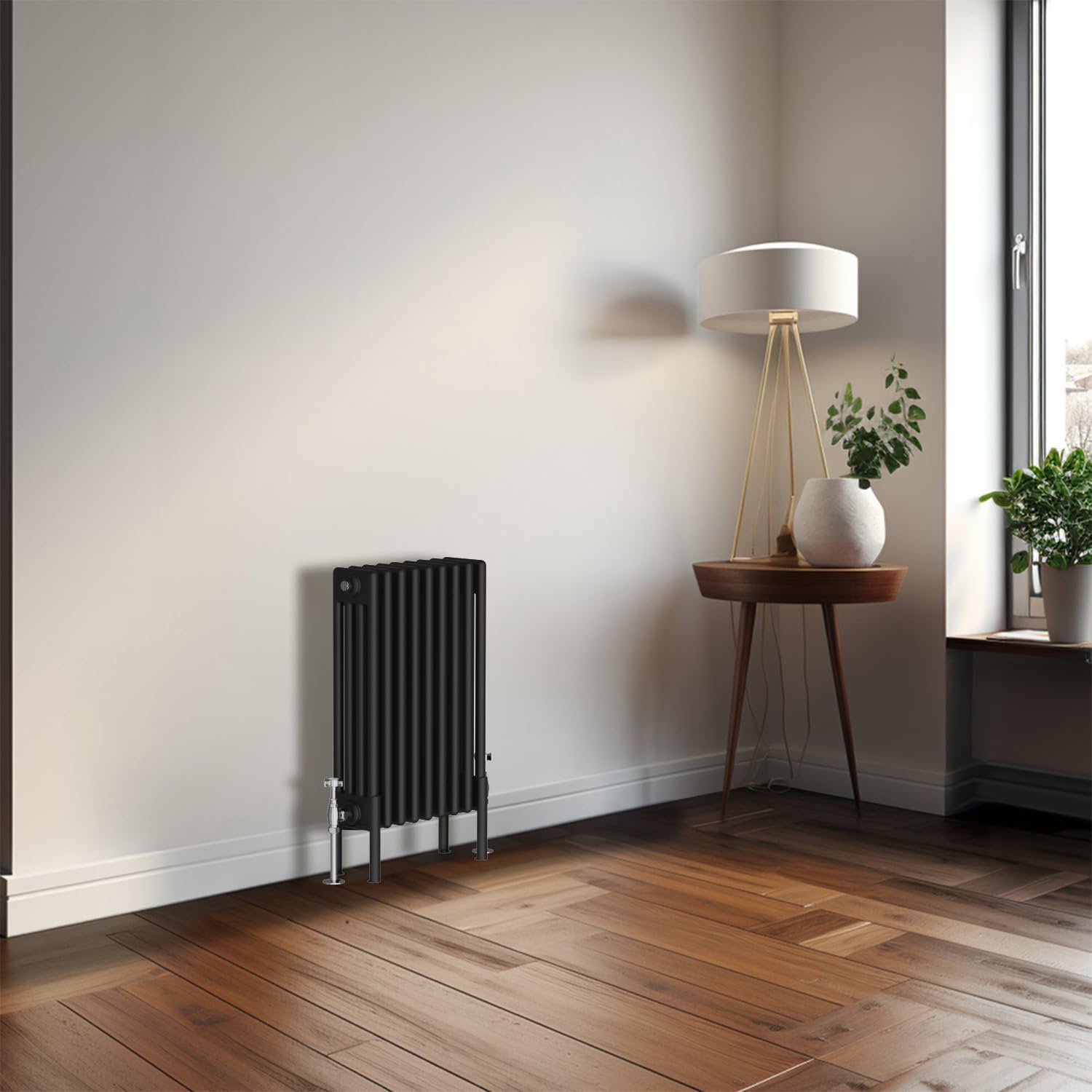 Blümme Traditional 600 x 425mm Horizontal Cast Iron Radiator Central Heating Radiators Four Column Black