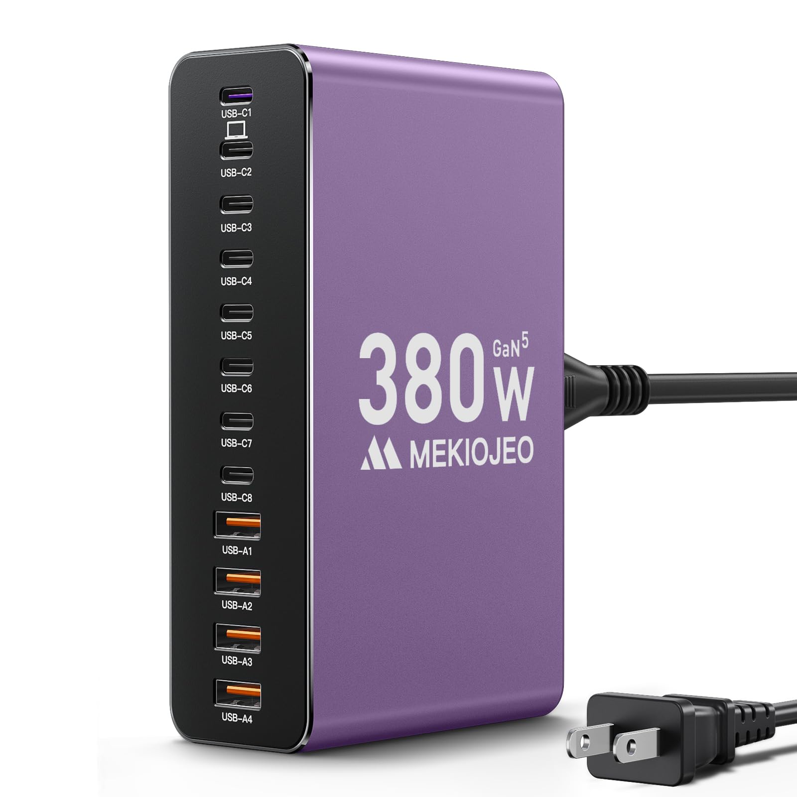 MEKIOJEO 12 Ports Aluminum Alloy 380W Charging Station USB C Charger Block