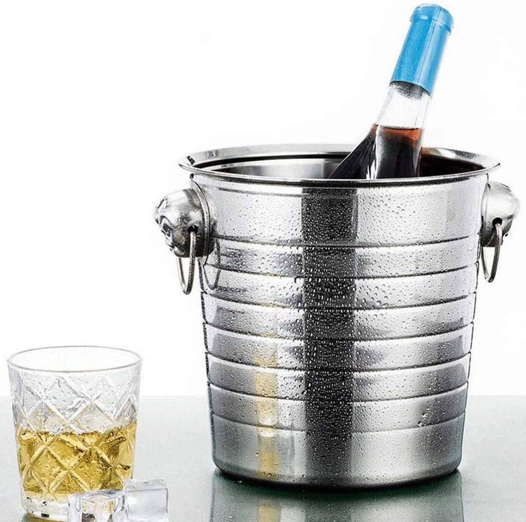 Cubitera Botella Vino Cubo de Hielo Aislado, Cubo de Acero Inoxidable de Doble Pared, Enfriador de Cerveza y Vino para Fiestas, Ideal para el hogar, Bar y Cocina