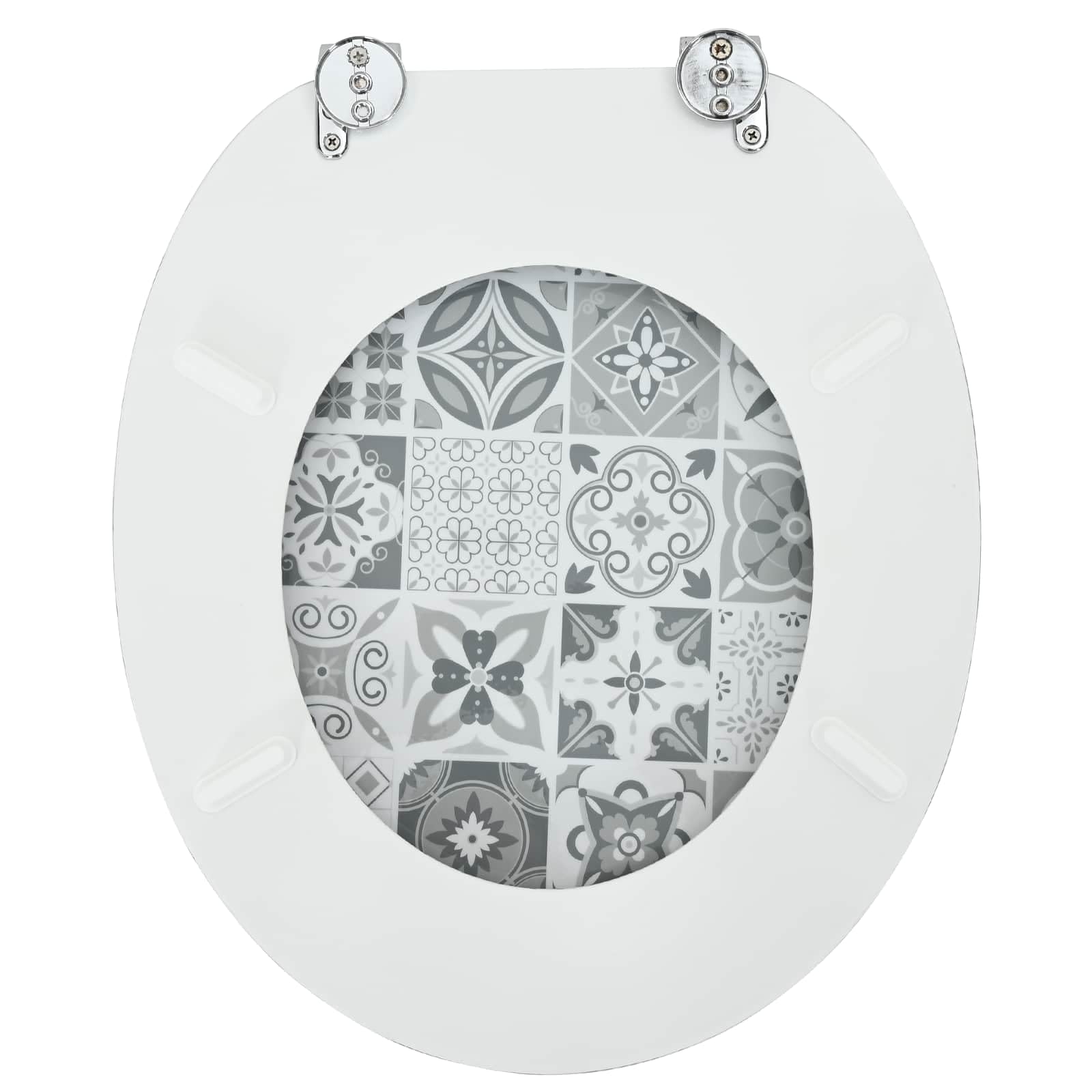 Asiento de inodoro de cierre suave, tablero de fibra de densidad media, 44 x 38 cm, con descenso automático, asiento antideslizante y fácil fijación para baño, invitados, inodoro, comodidad e