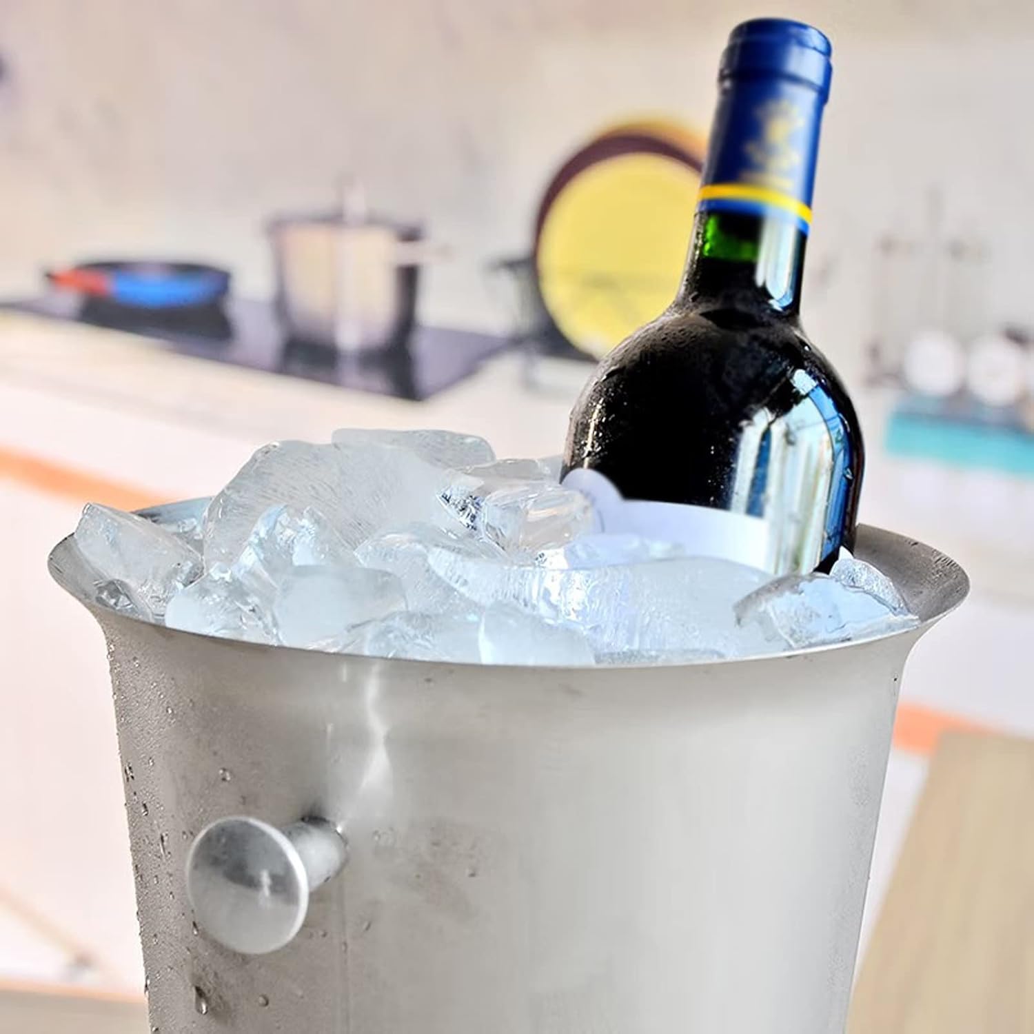 Cubitera Botella Vino Cubo de Hielo de Acero Inoxidable para Fiestas navideñas, Recipiente para Bebidas de Gran Capacidad de 5 l, para Vino, champán y Cerveza