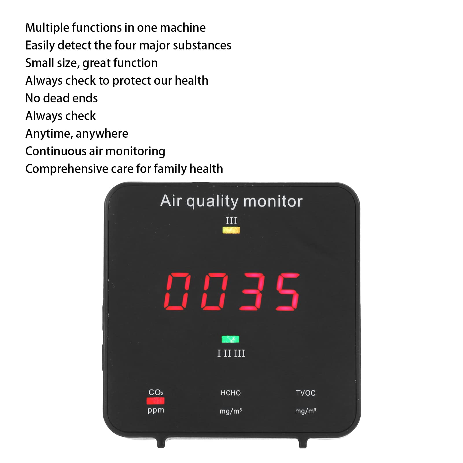 Monitor della qualità 'aria Rilevatore di Formaldeide e Anidride Carbonica Home Office Digitale Vita Sana
