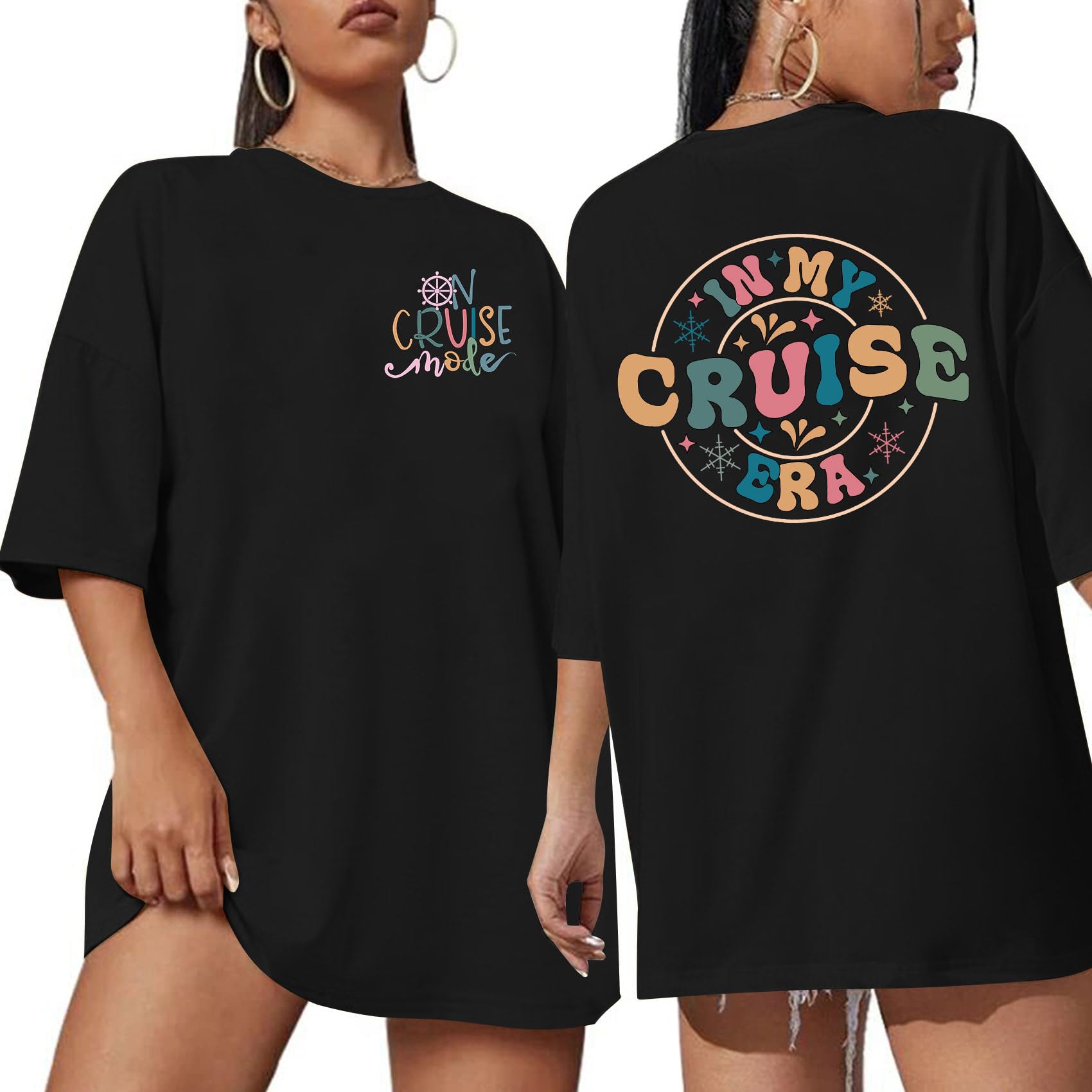 APAMOMin My Cruise Era Shirt On Cruise Mode Oversized Shirts Summer Vacation Beach Praty Family Cruise Tee Tops