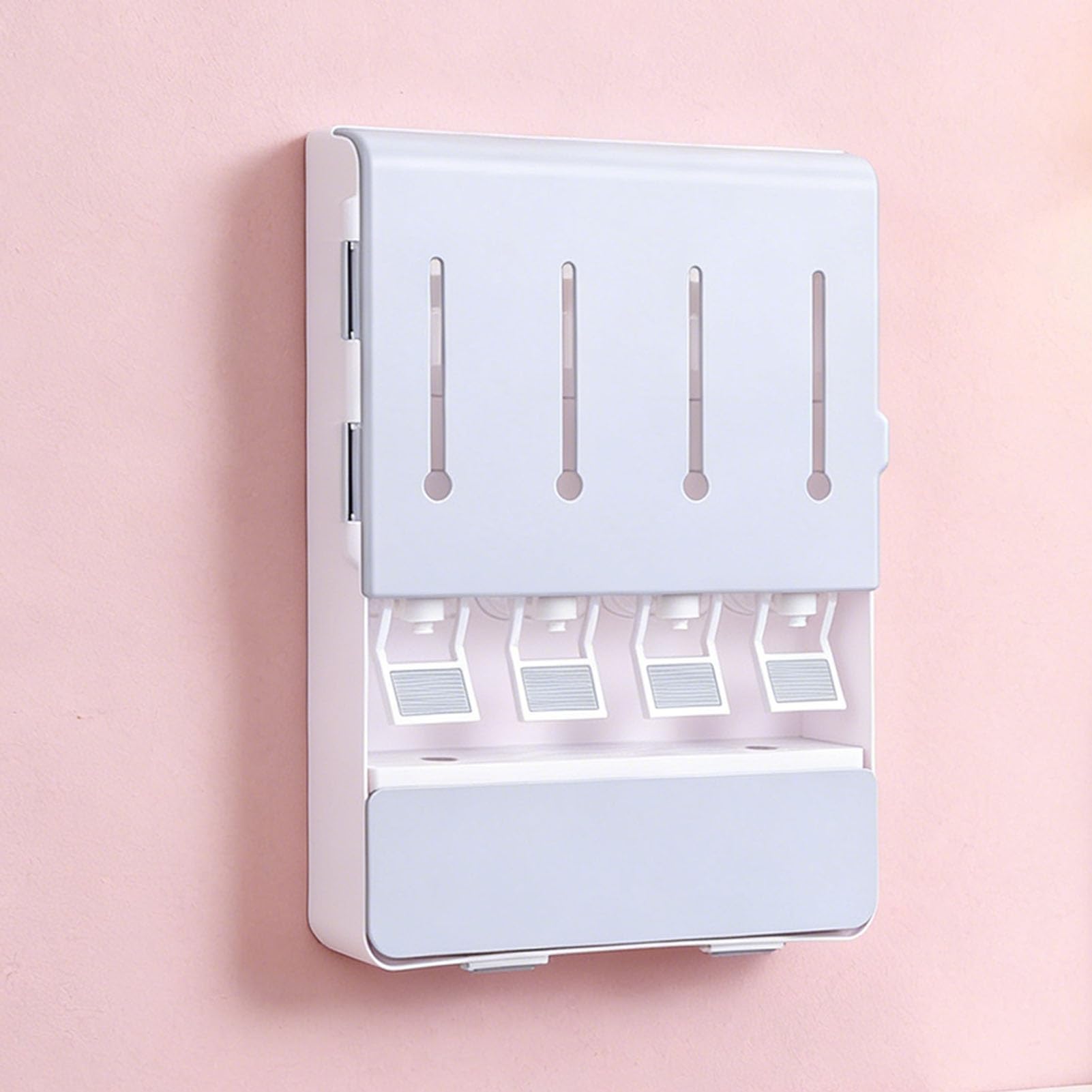 Yosoo Health Gear Estante para Especias Montado en la Pared con 4 Frascos de Vidrio Caja de Almacenamiento de Condimentos ABS 11.8 X 16.5 Pulgadas para Encimera de Cocina Ahorro de Espacio Aceite