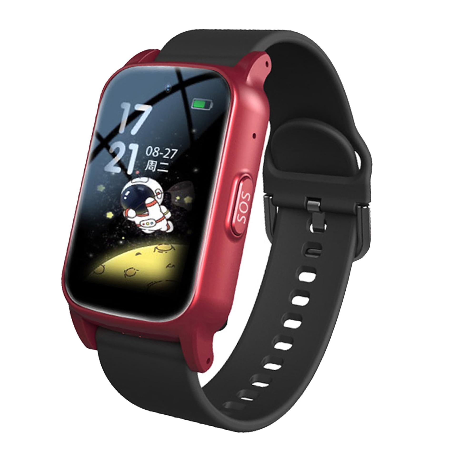 Notruf Armband Für Senioren, Notfalluhr Für Senioren Mit SOS-Notruf, Sturzerkennung, HD-Videoanruf Und Magnetischer Aufladung – IP67 WasserdichtRed,25.8x2cm
