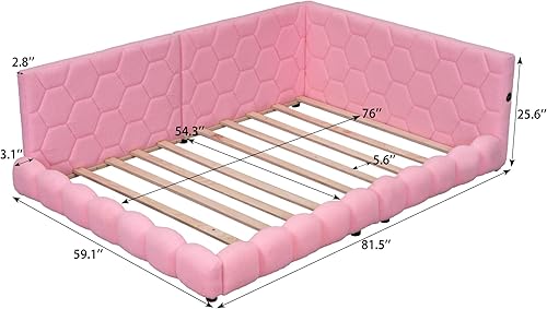 Miniatura 44 de SOFTSEA Marco de sofá cama simple para sala de estar, sofá cama tapizado de tamaño matrimonial con colchón de funda de lino, respaldo y Beige,Beige