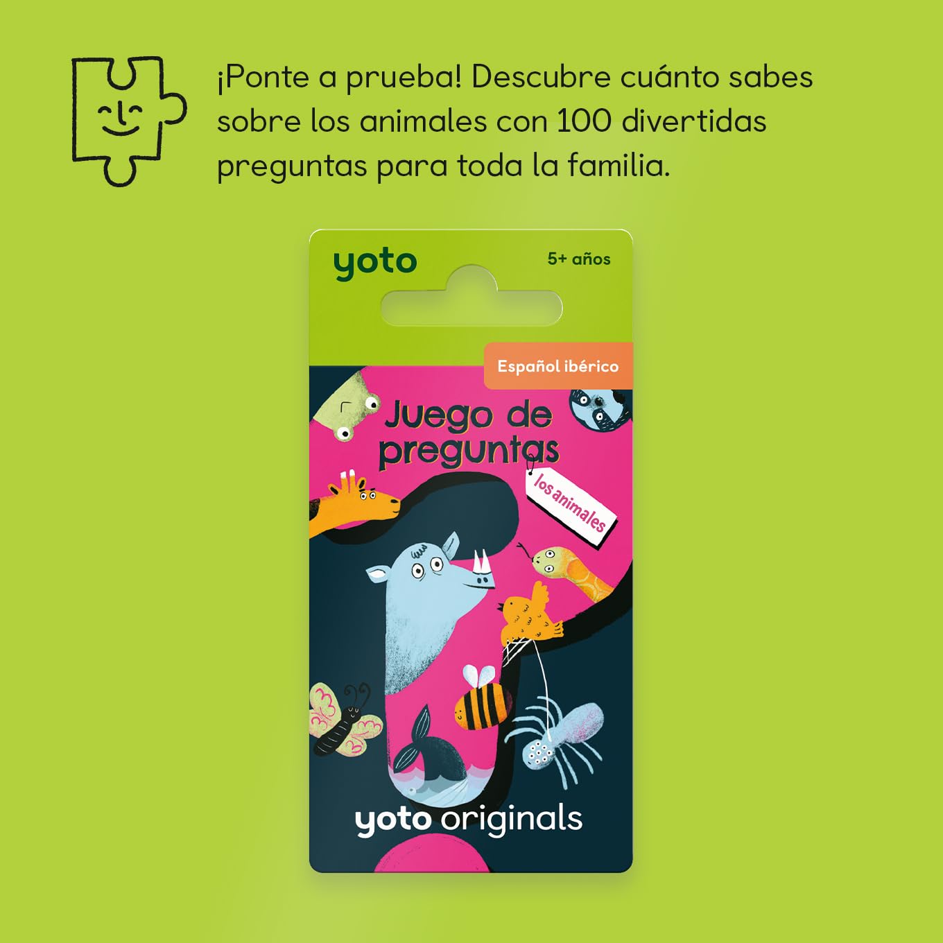 Yoto Juego de Preguntas: los Animales (Castilian) – Tarjeta Audio en español sin Pantallas. Quiz y Juegos interactivos para niños. Compatible con Yoto Player y Mini. Edad 5+.