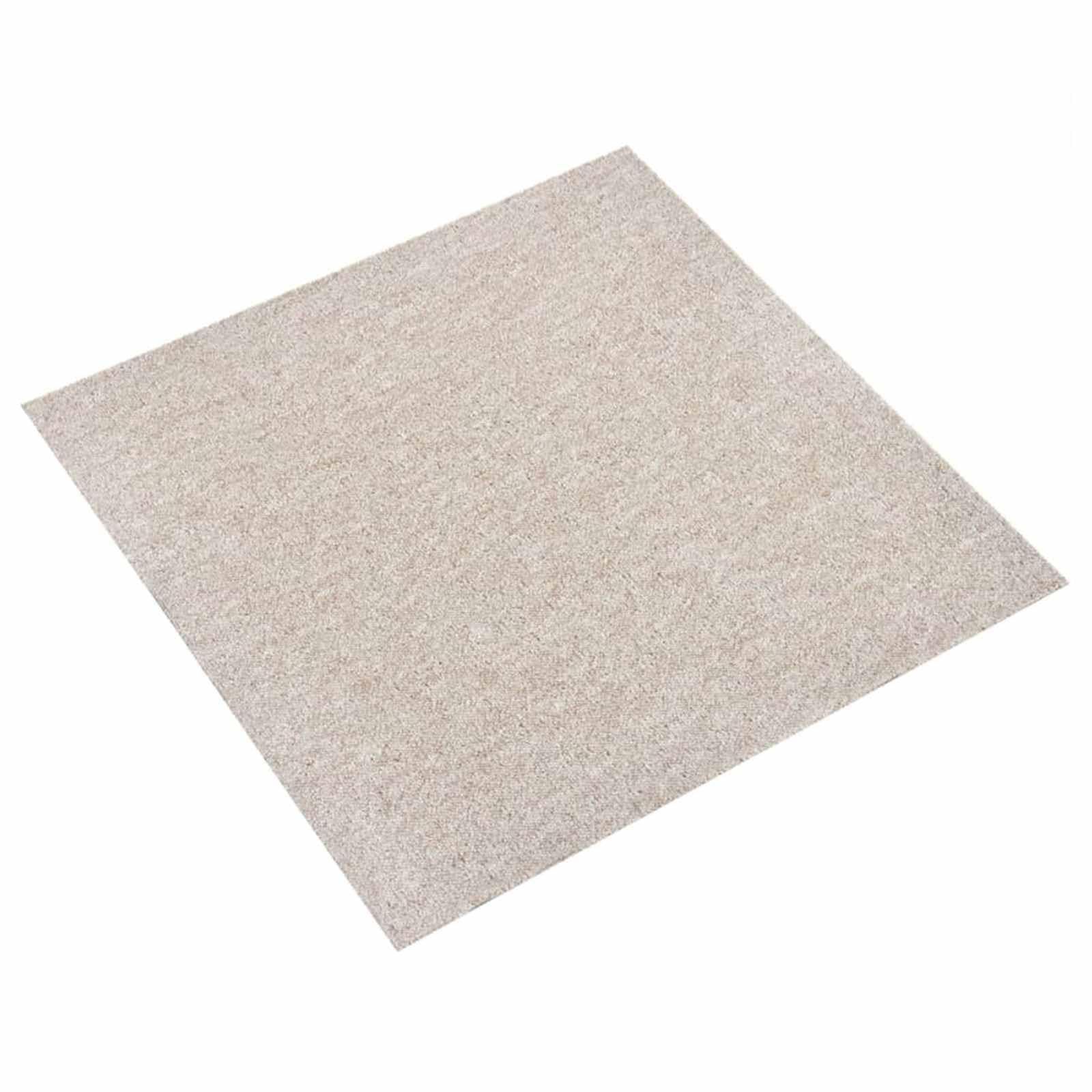 Lot de 20 dalles de moquette, beige clair, 50 x 50 cm, revêtement de sol en polypropylène, panneaux modulaires pour salon, bureau et couloir, surface totale de 5 m², design facile d'entretien