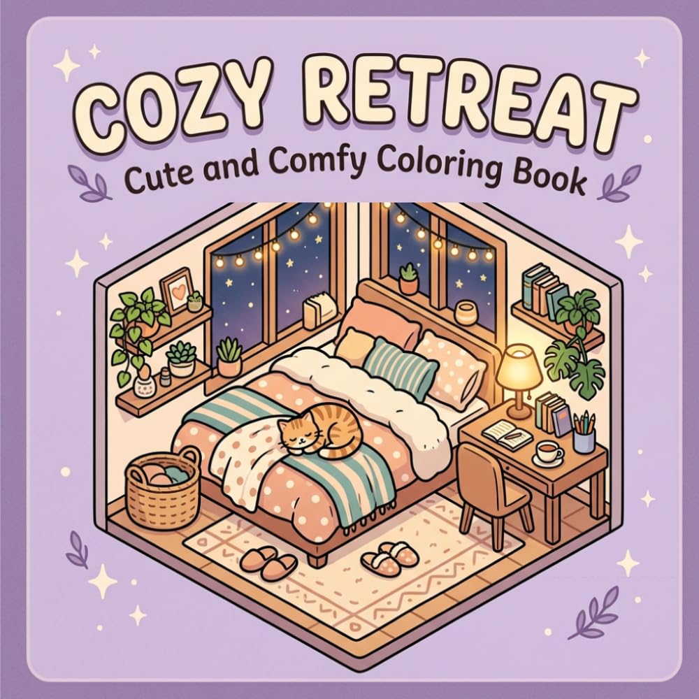 Cozy Retreat: Cute and Comfy Coloring Book for Adults and Teens (Bold and Easy Coloring Pages for Stress Relief)