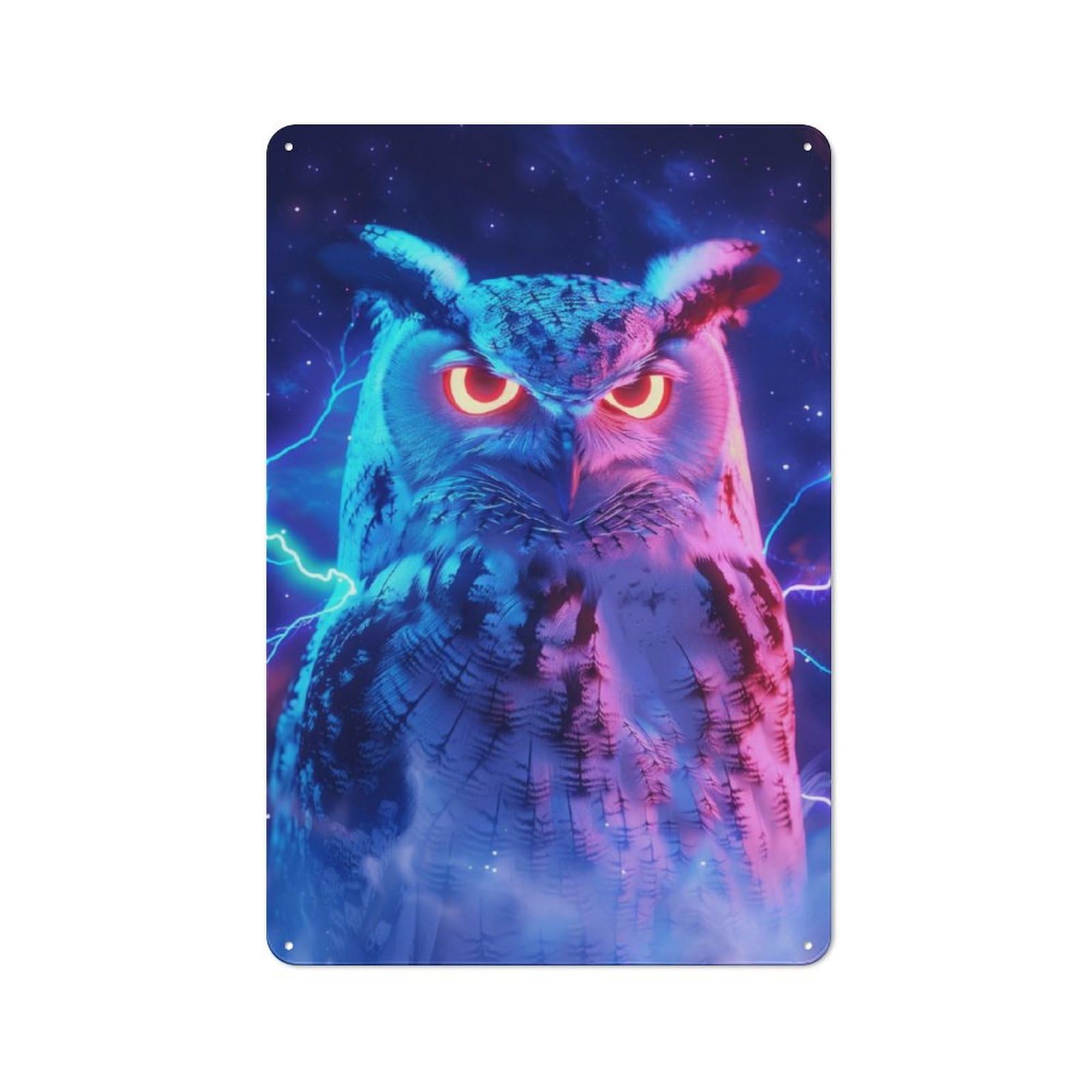Junmoney Owl Bird Space Animal Retro Metal Plaque 30X20cm For Bar Or Restaurant, Suited To Restaurant Interior Fans