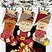 Aitey Christmas Stocking, 18" Set of 3 Santa, Snowman, Reindeer, Xmas Character 3D Plush with Faux Fur Cuff Christmas Decorations and Party Accessory(Down hat)