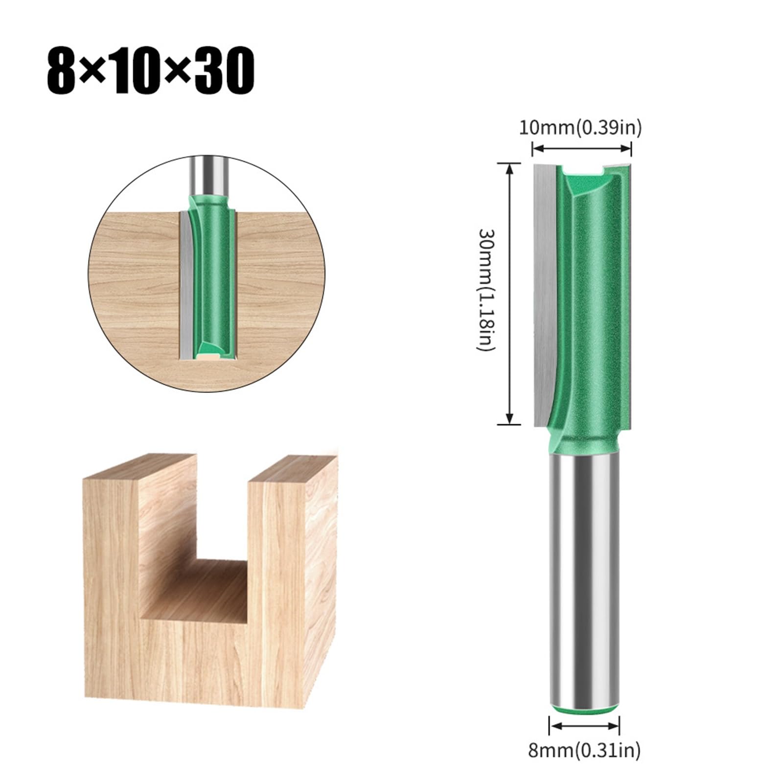 MACHSWON Straight Router Bit 8mm Shank,Double Flute Woodworking Milling Cutter Router Bits 10mm Cut Diameter 30mm Cut Length Cutting Trimming Cutter Routing Bits - Image 2