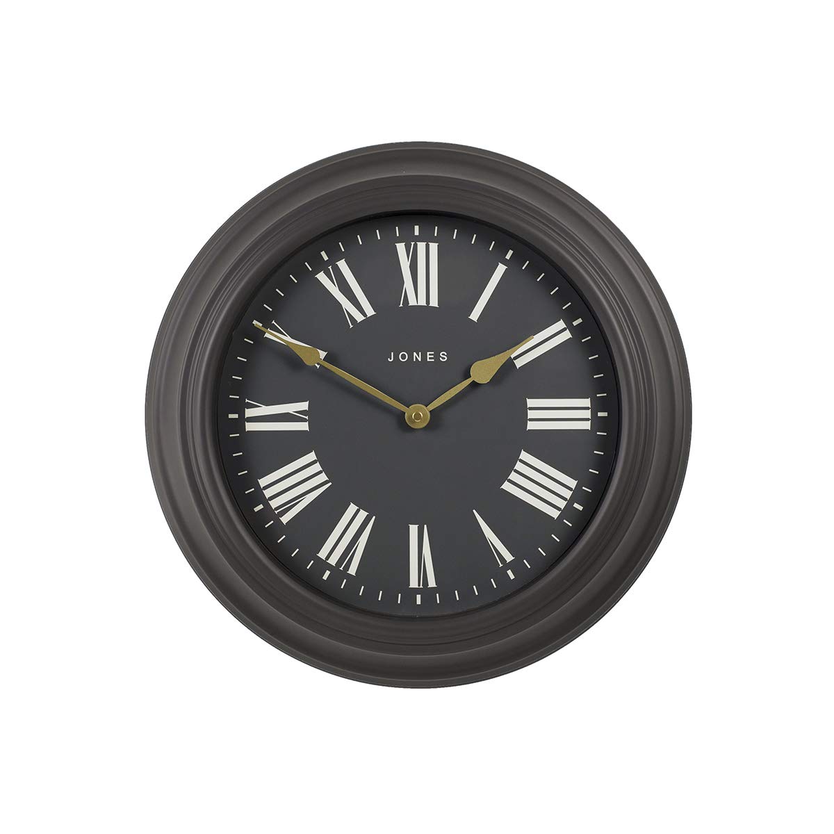 Jones Clocks® Large Wall Clock - The Cocktail Clock With Roman Numerals - Classic Design Perfect for Home/Kitchen/Living Room 40cm (Grey / Grey)