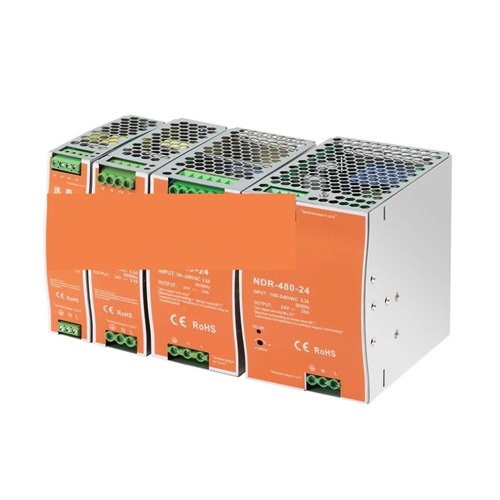 Netzteil Schaltnetzteil, NDR/EDR-Schaltnetzteil for Schienenmonta, NDR-75 120 150 240 480W-12 24V 48V Ausgang, industrielle DIN-Schiene,für LED Streifen, 3D Drucker,Radio(24V,480w)