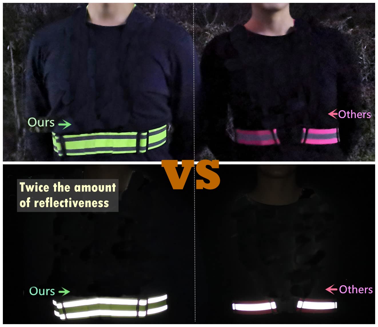 Reflektierender Gürtel mit hoher Sichtbarkeit, leicht, verstellbar, elastisch und langlebig, reflektierende Laufausrüstung, Fahrradzubehör für Damen und Herren (XXL)