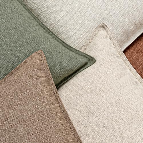 Image of MIULEE Pack of 2 Thick Textured Couch Throw Pillow Covers, Natural Beige Decorative Pillow Covers 16x16, Neutral Linen Cushion Cases for Sofa Bed Living Room Modern Farmhouse Home Decor, No Filling