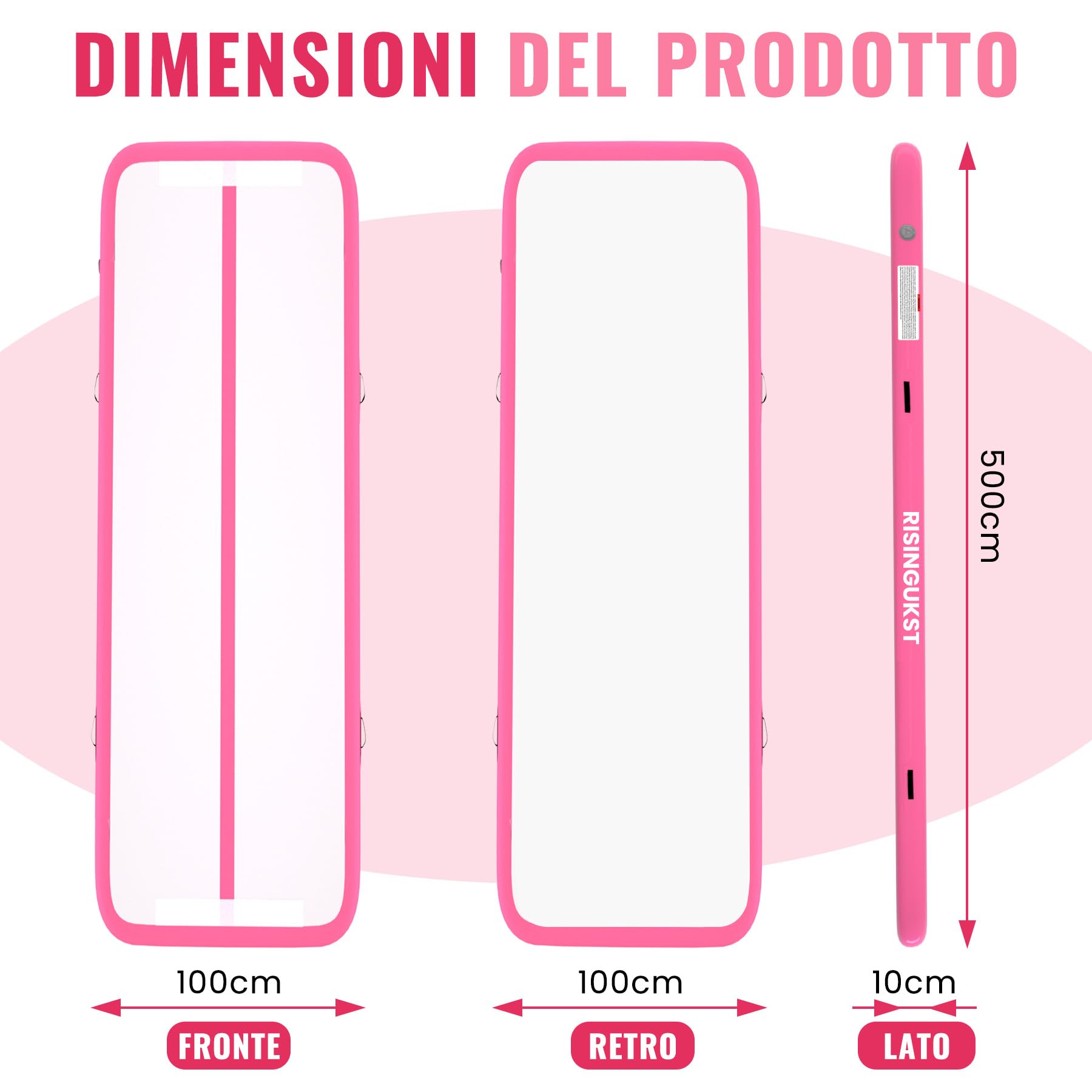 RISINGUKST Air Track Ginnastica Artistica 10/20cm Spessore, 2/3/4/5/6m materassino palestra con Pompa Elettrica per Casa, Air Roller