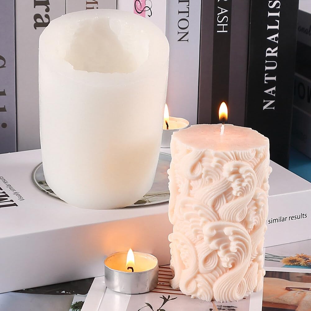 Molde de Silicona Flores Columnas Velas Moldes para Jabón Hecho a Mano Velas Fragantes Yeso Artesanía Adornos