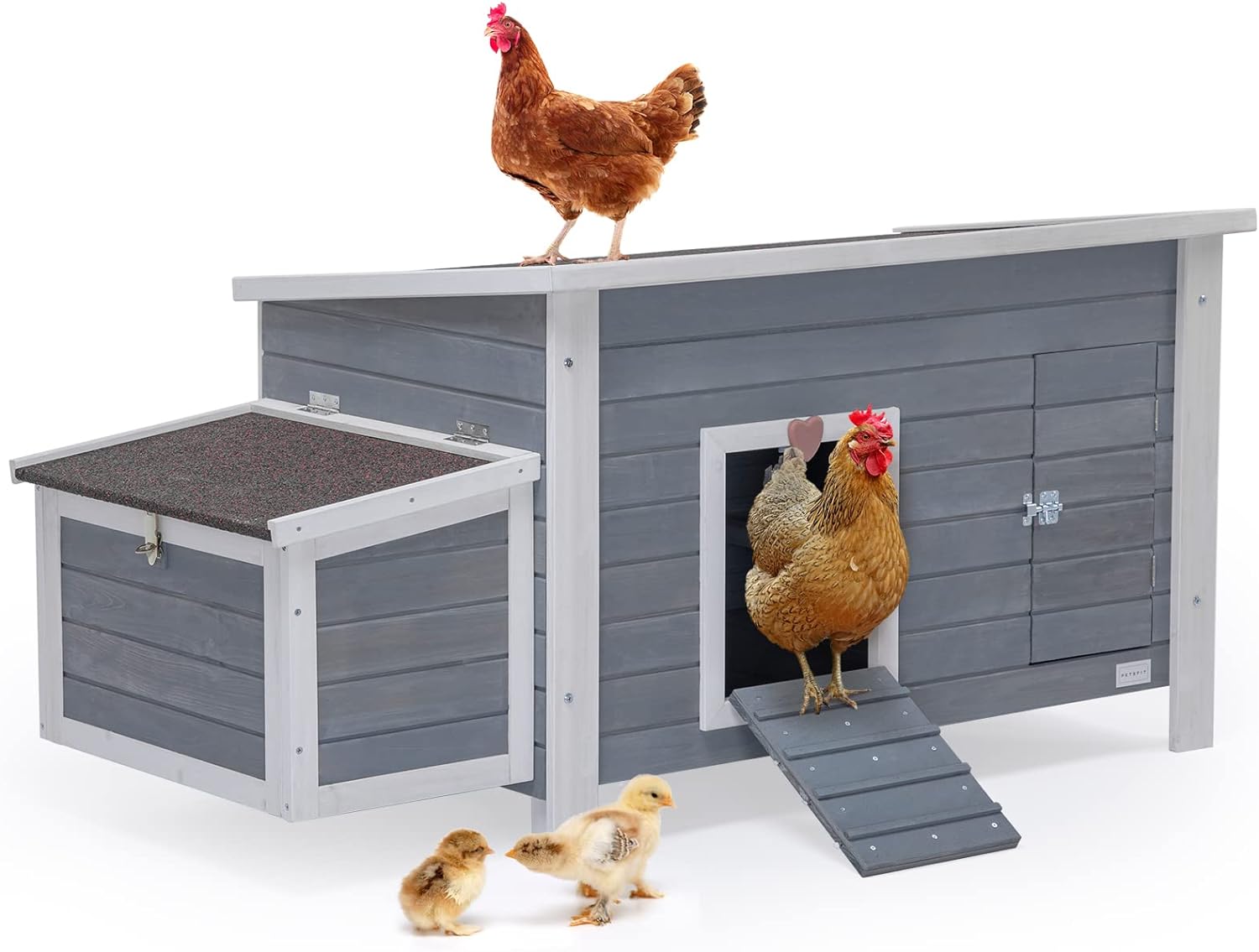 Petsfit Large Chicken Coop with Upgraded Perches, Wooden